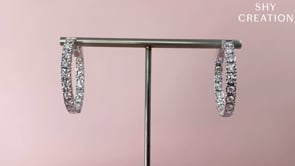 14K White Gold 1.06cttw Inside Out Round Illusion Set Diamond Hoop Earrings