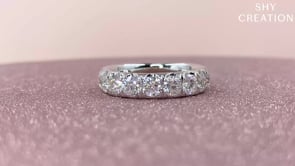 14K White Gold 1.90cttw 9 Stone Round Diamond Wedding Band