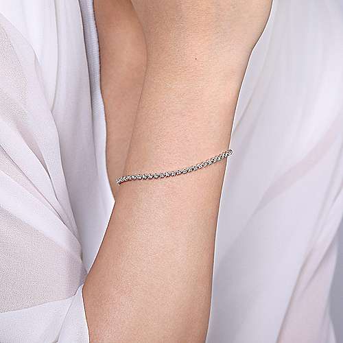 BRACELET - 14K White Gold 1cttw Diamond Buttercup Set Tennis Bracelet