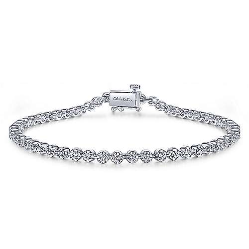 BRACELET - 14K White Gold 1cttw Diamond Buttercup Set Tennis Bracelet