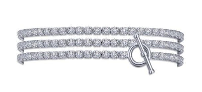BRACELET - Lafonn Sterling Silver Triple Wrap 8.5cttw Round Simulated Diamond Tennis Bracelet