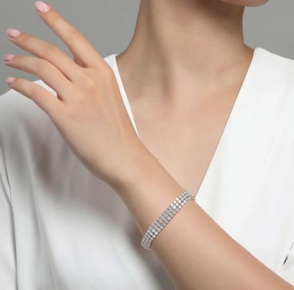 BRACELET - Lafonn Sterling Silver Triple Wrap 8.5cttw Round Simulated Diamond Tennis Bracelet