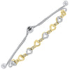 BRACELET - Sterling Silver And 14K Yellow Gold Plated Diamond Heart Bolo Bracelet