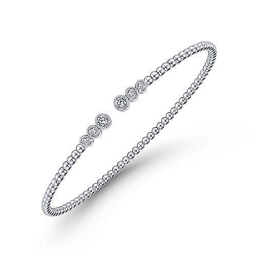 Bujukan Bezel  Cuff Bangle Diamond Bracelet 14K White Gold