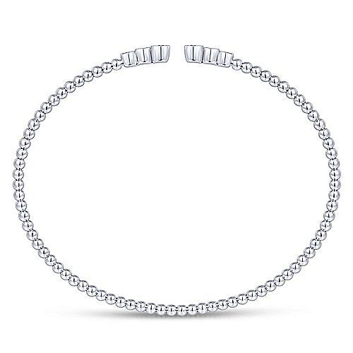 Bujukan Bezel  Cuff Bangle Diamond Bracelet 14K White Gold