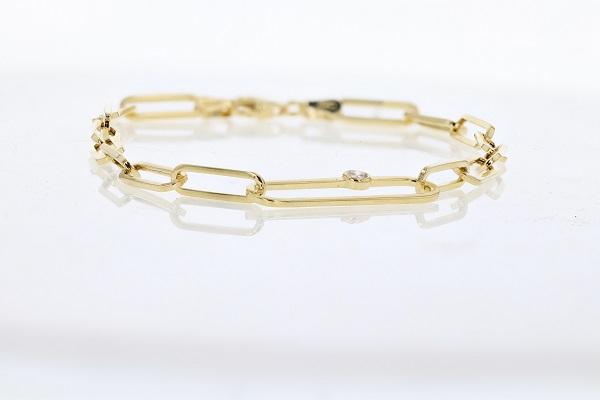 BRACELETS - 14K Yellow Gold 1/20cttw Paper Clip 7.5 Length Bracelet