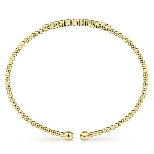 Bujukan Bezel  Cuff Bangle Diamond Bracelet 14K Yellow Gold