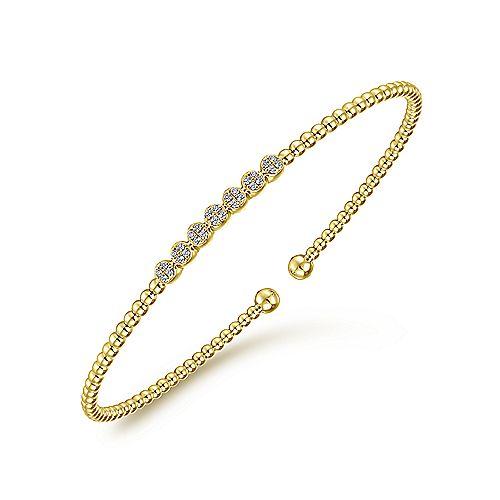 Bujukan Pave  Cuff Bangle Diamond Bracelet 14K Yellow Gold