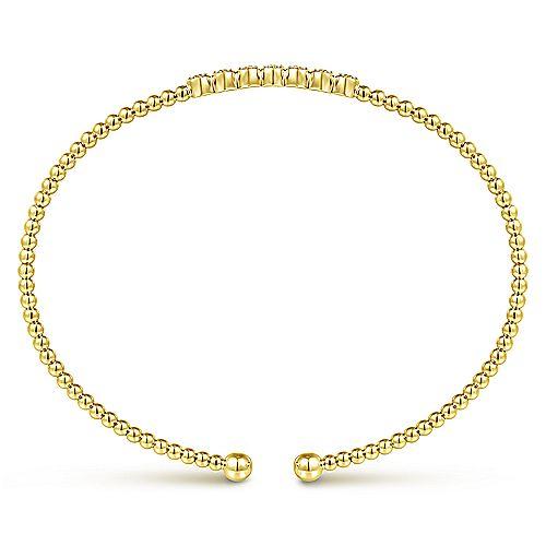 Bujukan Pave  Cuff Bangle Diamond Bracelet 14K Yellow Gold