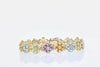BRACELETS - 14K Yellow Gold Flower Style Color Stones Link Bracelet