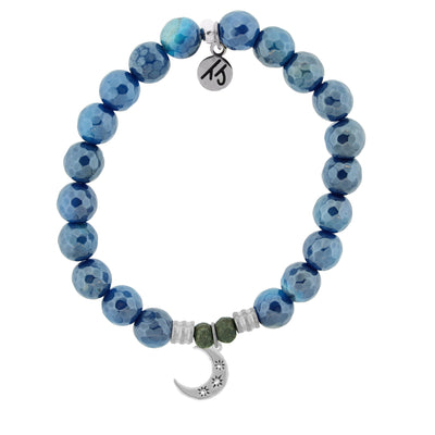 BRACELETS - Blue Agate Stone Bracelet With Friendship Star Sterling Silver Charm