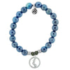 BRACELETS - Blue Agate Stone Bracelet With One Step At A Time Sterling Silver Charm