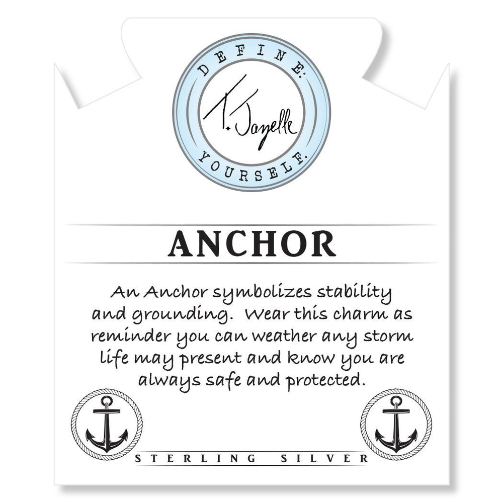 BRACELETS - Blue Aquamarine Stone Bracelet With Anchor Sterling Silver Charm