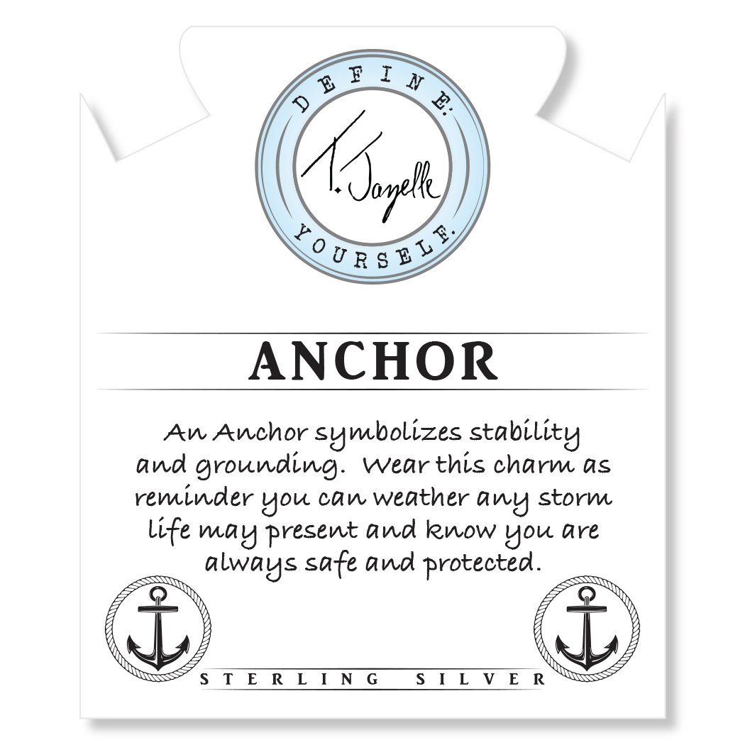 BRACELETS - Blue Aquamarine Stone Bracelet With Anchor Sterling Silver Charm