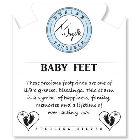 BRACELETS - Blue Aquamarine Stone Bracelet With Baby Feet Sterling Silver Charm