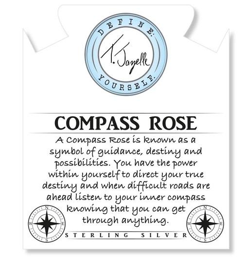 BRACELETS - Blue Aquamarine Stone Bracelet With Compass Sterling Silver Charm