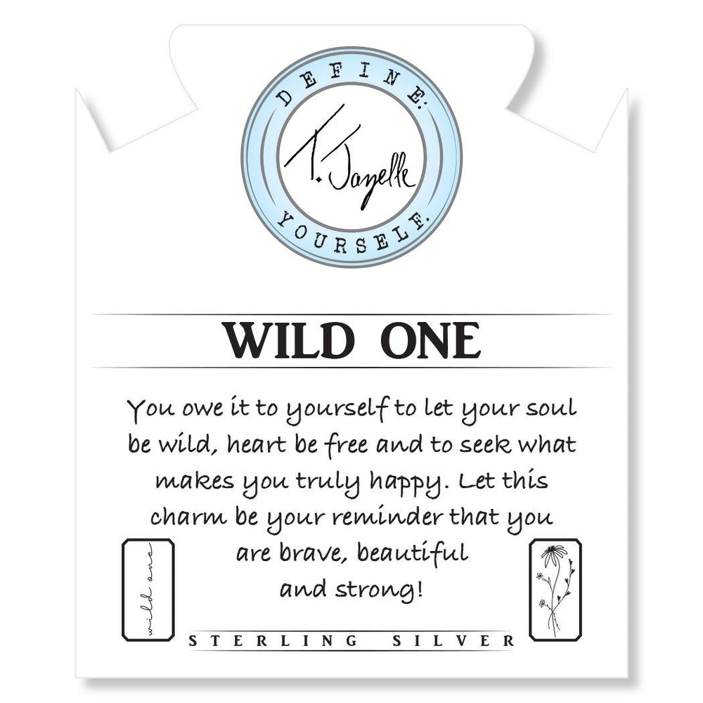 BRACELETS - Blue Aquamarine Stone Bracelet With Wild One Sterling Silver Charm