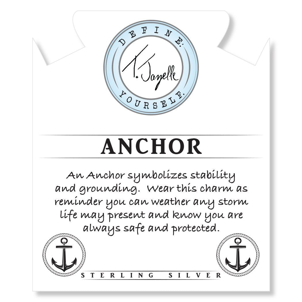 BRACELETS - Blue Quartzite Stone Bracelet With Anchor Sterling Silver Charm