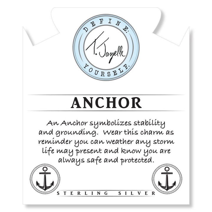 BRACELETS - Blue Quartzite Stone Bracelet With Anchor Sterling Silver Charm