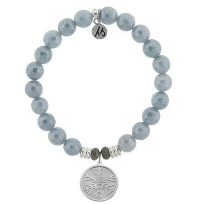 BRACELETS - Blue Quartzite Stone Bracelet With Snowflake Sterling Silver Charm