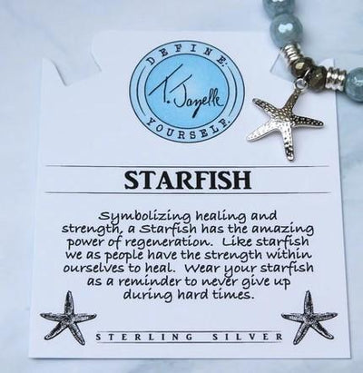 BRACELETS - Blue Quartzite Stone Bracelet With Starfish Sterling Silver Charm