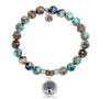 BRACELETS - Earth Jasper Stone Bracelet With Family Tree Sterling Silver Charm