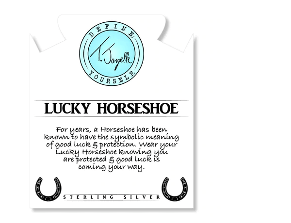 BRACELETS - Earth Jasper Stone Bracelet With Lucky Horseshoe Sterling Silver Charm