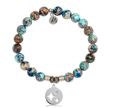 BRACELETS - Earth Jasper Stone Bracelet With Mother And Daughter Sterling Silver Charm