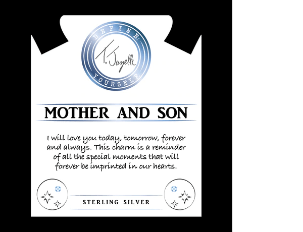 BRACELETS - Earth Jasper Stone Bracelet With Mother And Son Sterling Silver Charm