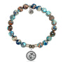 BRACELETS - Earth Jasper Stone Bracelet With Palm Tree Sterling Silver Charm