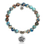 BRACELETS - Earth Jasper Stone Bracelet With Turtle Sterling Silver Charm