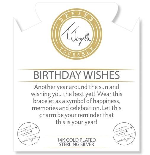 BRACELETS - Gold Collection - Mauve Jade Stone Bracelet With Birthday Wishes Gold Charm