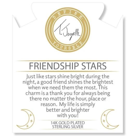 BRACELETS - Gold Collection - Mauve Jade Stone Bracelet With Friendship Stars Gold Charm