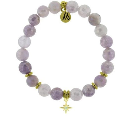 BRACELETS - Gold Collection - Mauve Jade Stone Bracelet With Your Year Gold Charm
