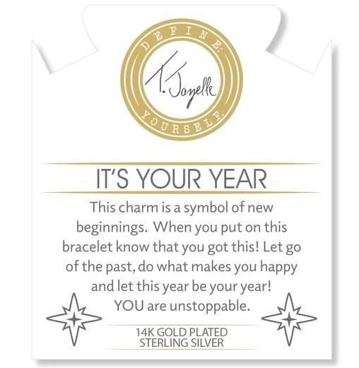 BRACELETS - Gold Collection - Mauve Jade Stone Bracelet With Your Year Gold Charm