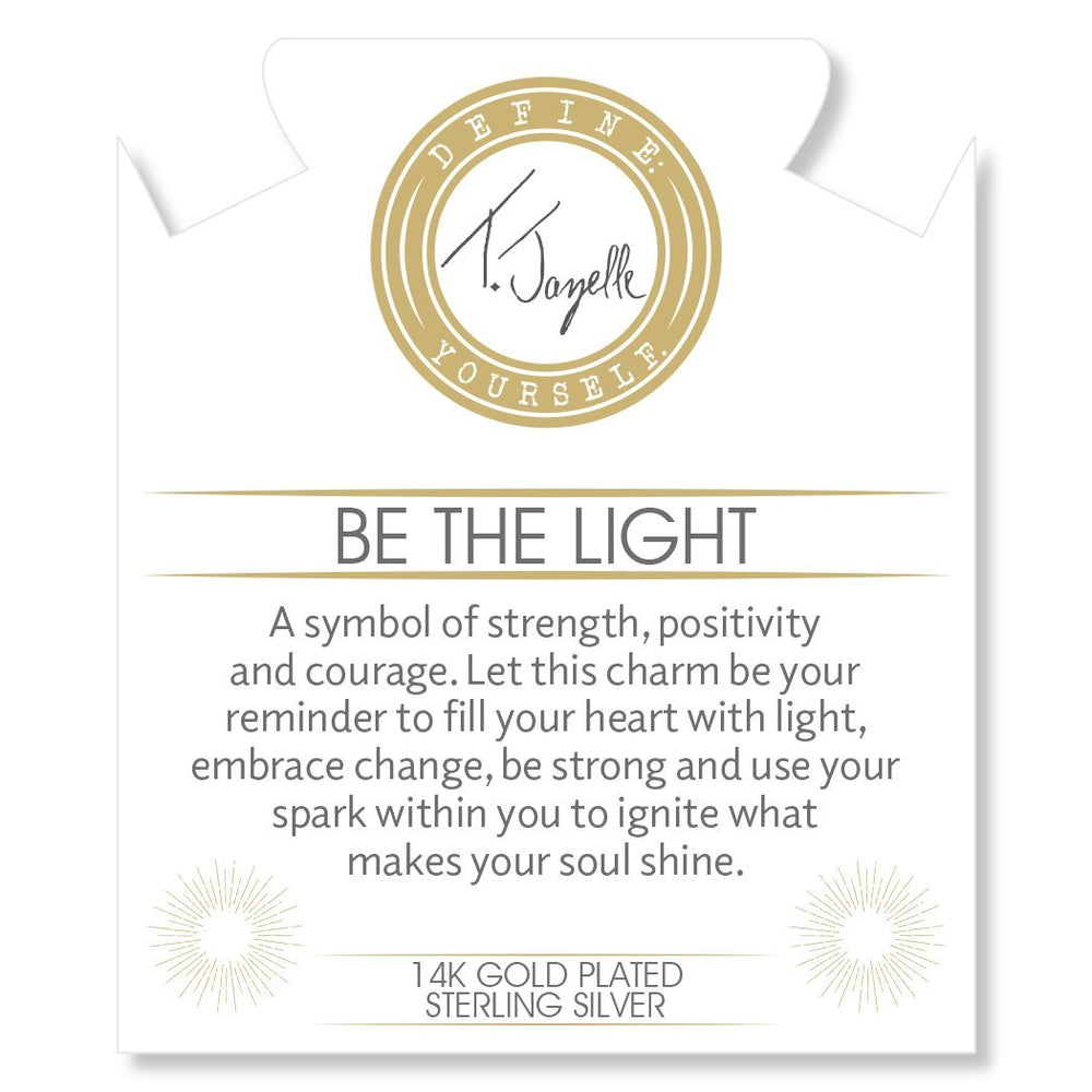 BRACELETS - Gold Collection - Moonstone Stone Bracelet With Be The Light Gold Charm