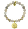 BRACELETS - Gold Collection - Moonstone Stone Bracelet With Birthday Wishes Gold Charm