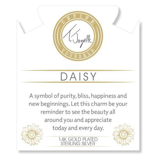 BRACELETS - Gold Collection - Moonstone Stone Bracelet With Daisy Gold Charm