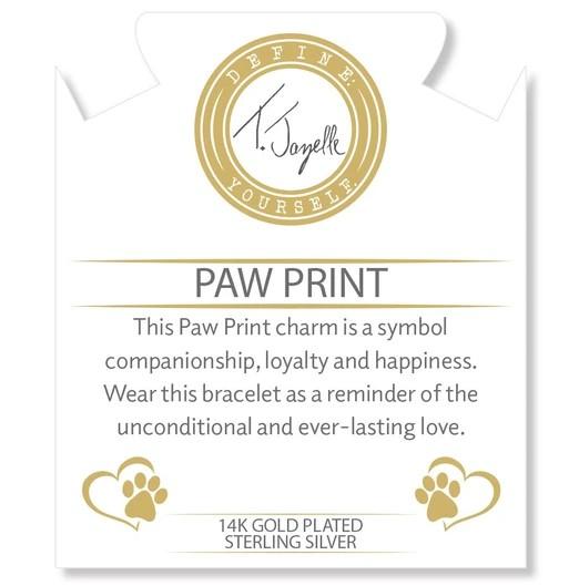 BRACELETS - Gold Collection - Moonstone Stone Bracelet With Paw Print Gold Charm