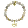 BRACELETS - Gold Collection - Moonstone Stone Bracelet With Sunrise Gold Charm