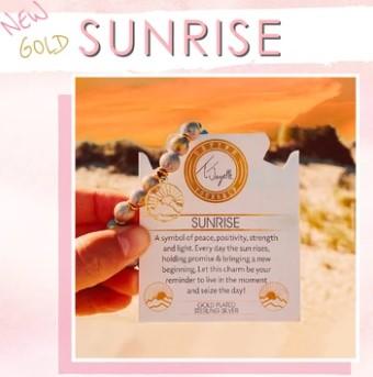 BRACELETS - Gold Collection - Moonstone Stone Bracelet With Sunrise Gold Charm