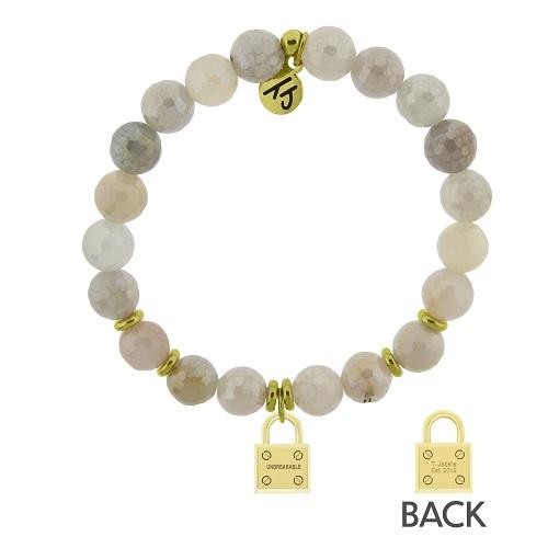 BRACELETS - Gold Collection - Moonstone Stone Bracelet With Unbreakable Gold Charm