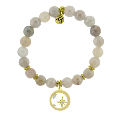 BRACELETS - Gold Collection - Moonstone Stone Bracelet With What Is Meant To Be Gold Charm