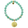 BRACELETS - Gold Collection - Peruvian Amazonite Stone Bracelet With Birthday Wishes Gold Charm