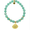 BRACELETS - Gold Collection - Peruvian Amazonite Stone Bracelet With Seashell Gold Charm