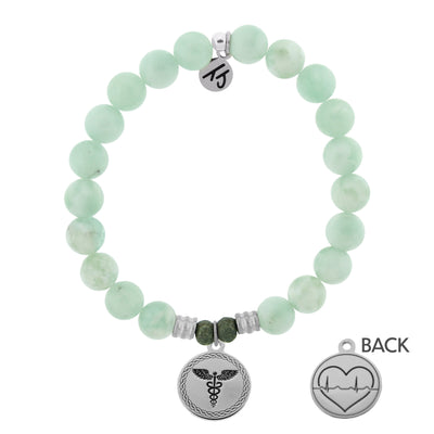 BRACELETS - Green Angelite Bracelet With Caduceus Sterling Silver Charm