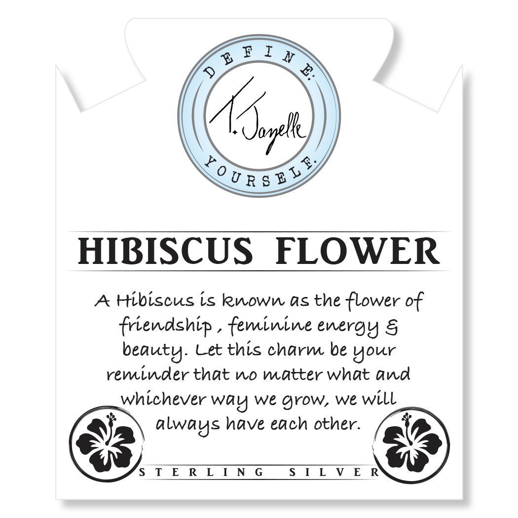 BRACELETS - Green Angelite Bracelet With Hibiscus Flower Sterling Silver Charm