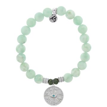 BRACELETS - Green Angelite Bracelet With Protection Sterling Silver Charm
