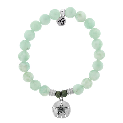 BRACELETS - Green Angelite Bracelet With Sand Dollar Sterling Silver Charm