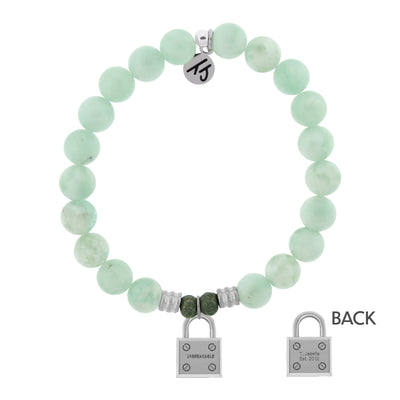 BRACELETS - Green Angelite Bracelet With Unbreakable Sterling Silver Charm